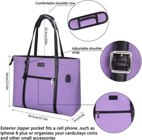 img 1 attached to Purple Laptop Tote Bag for Women Teachers - Office USB Bags, Fits 15.6 inch Laptop