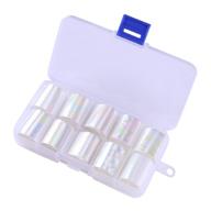 10 rolls wokoto white pearl color holographic nail art foil transfer kit - mix-pattern stickers for stunning nails! logo