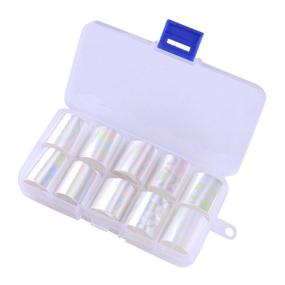 img 4 attached to 10 Rolls WOKOTO White Pearl Color Holographic Nail Art Foil Transfer Kit - Mix-Pattern Stickers for Stunning Nails!