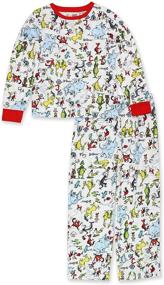 img 4 attached to 🐱 Dr. Seuss The Grinch Cat in The Hat Kids Unisex Long Sleeve 2-Piece Pajamas Set - Cozy and Fun Sleepwear for Children