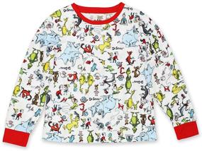 img 1 attached to 🐱 Dr. Seuss The Grinch Cat in The Hat Kids Unisex Long Sleeve 2-Piece Pajamas Set - Cozy and Fun Sleepwear for Children