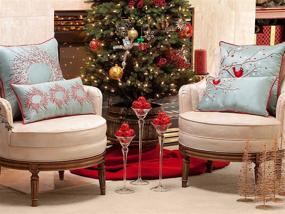 img 3 attached to 🎄Серебряный и красный рождественский венок подушки от Pillow Perfect, 18х18 дюймов.