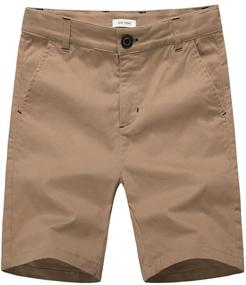 img 4 attached to 🩳 KID1234 Boys Shorts - Adjustable Waist Chino Shorts for Boys, Sizes 5-14 Years, 6 Color Options