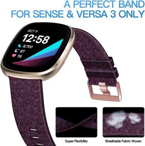 img 3 attached to 👟 KIMILAR 2 Pack Soft Woven Fabric Bands for Fitbit Versa 3 / Fitbit Sense - Breathable Replacement Straps for Men and Women