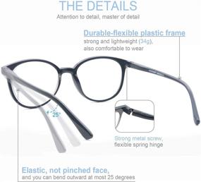 img 1 attached to 👓 4-Pack Women's Large Round Frame Reading Glasses with Spring Hinges and 4 Pouches