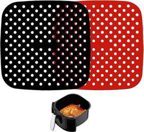 img 4 attached to YASLOTR 2-Pack Air Fryer Liners, 7.5-Inch Square Silicone Basket Mats – Reusable Fryer Accessories for Ninja, Gourmia, Power XL, NuWave