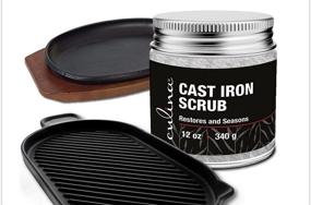 img 2 attached to 🍳 Culina Cast Iron Cleaning & Restoring Scrub - Rust Removal without Scratching, Pre-Cleaning, Washing & Seasoning - 100% Natural for Cast Iron Skillets, Pans, and Cookware