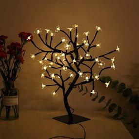 img 1 attached to 🌸 Bonsai Tree Light Artificial Tree LED Flower Cherry Blossom Light: Adjustable Branches Battery Operated for Room Decoration and Gift (Warm White)