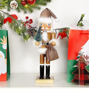 img 1 attached to 🎅 Joliyoou Christmas Nutcracker Figures: 14 Inch Santa Holding Gifts & Christmas Tree - Festive Tabletop Decorations for the Holiday Season