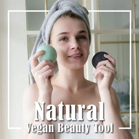 img 2 attached to 🌿 Organic Konjac Facial Sponges - Gentle Face Cleansing and Exfoliation - Enriched with Activated Charcoal and Aloe Vera, 4-Piece Set