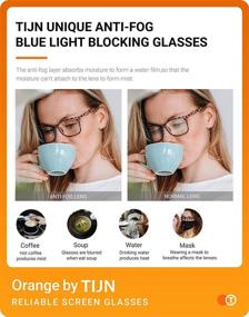 img 2 attached to 👓 Protective TIJN Anti-Fog Blue Light Blocking Glasses: Combat Eyestrain with UV Protection for Women and Men