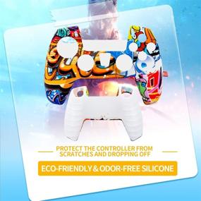 img 2 attached to Enhanced PS5 Controller Cover Skin Protector Set - Soft and Anti-Slip Silicone Skin with Thumb Grips Cases for Playstation 5 (White+Gray+Red+Orange)