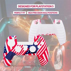 img 3 attached to Enhanced PS5 Controller Cover Skin Protector Set - Soft and Anti-Slip Silicone Skin with Thumb Grips Cases for Playstation 5 (White+Gray+Red+Orange)