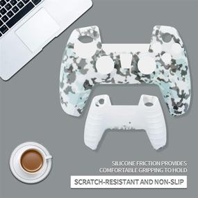 img 1 attached to Enhanced PS5 Controller Cover Skin Protector Set - Soft and Anti-Slip Silicone Skin with Thumb Grips Cases for Playstation 5 (White+Gray+Red+Orange)