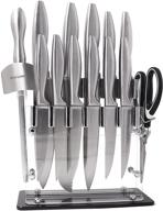 🔪 beafuorct block knife sets: premium stainless steel with sharpening - 15-piece acrylic stand, steak knives, professional chef knife, and scissors set for kitchen logo