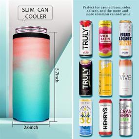 img 1 attached to 🍺 6 Slim Can Coolers for Skinny Beer & Hard Seltzer, Skinny Beer Can Insulators, Slim Can Cooler Sleeve Summer Daze