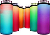 🍺 6 slim can coolers for skinny beer & hard seltzer, skinny beer can insulators, slim can cooler sleeve summer daze логотип