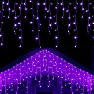 🎃 ljlnion outdoor halloween icicle lights - 360 led 29.5ft dripping ice cycle string lights with 8 modes, low voltage adaptor curtain lights - perfect indoor holiday wedding party decorations in purple logo