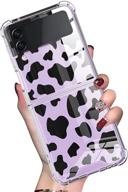 lsl case for samsung galaxy z flip 3 5g case cow print clear cute design pattern reinforced corners shockproof full body protection wireless charging slim phone cover for galaxy z flip 3 5g logo