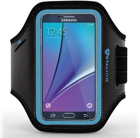 img 4 attached to 🏃 Stalion Sports Running & Exercise Gym Sportband for Samsung Galaxy Note 5 & Galaxy S6 Edge+ (Plus) - Water Resistant Armband with ID/Credit Card/Money Holder (Cyan Blue)