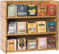 🍵 bamboo tea bag organizer – 3 tier stackable storage box for tea bags – natural wood wall mount tea chest with acrylic – ideal for office, kitchen, cabinet, pantry logo