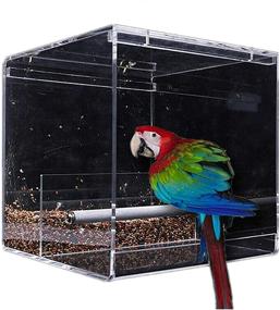 img 4 attached to 🐦 SETCO No-Mess Automatic Bird Feeder - Seed Food Container for Parakeet, Canary, Cockatiel, and More - Clear Acrylic Cage Pet Feeder