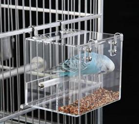 img 2 attached to 🐦 SETCO No-Mess Automatic Bird Feeder - Seed Food Container for Parakeet, Canary, Cockatiel, and More - Clear Acrylic Cage Pet Feeder
