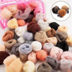 img 1 attached to 🧵 High-Quality 72pcs Needle Felting Wool Kit - 24 Dark Colors Roving Yarn for Felting Projects - DIY Craft Material with 7.6oz Wool - Nature Fiber Hand Spinning Supplies Included, 3g/Color