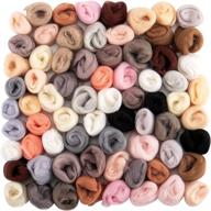 🧵 high-quality 72pcs needle felting wool kit - 24 dark colors roving yarn for felting projects - diy craft material with 7.6oz wool - nature fiber hand spinning supplies included, 3g/color logo
