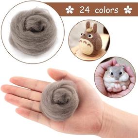 img 3 attached to 🧵 High-Quality 72pcs Needle Felting Wool Kit - 24 Dark Colors Roving Yarn for Felting Projects - DIY Craft Material with 7.6oz Wool - Nature Fiber Hand Spinning Supplies Included, 3g/Color