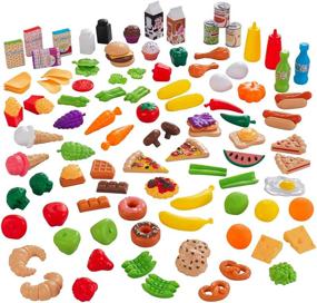 img 4 attached to KidKraft 115-Piece Plastic Grocery Pretend Set