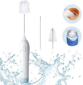 img 4 attached to 🧼 Electric Bottle Cleaner Set - Unbreakable Straw Cleaner Brush for Efficient Cleaning of Bottles, Nipples, Straws, Pipes, Cups, and Thermos Cups