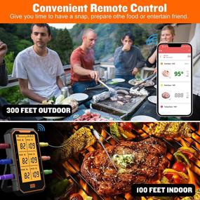 img 3 attached to 🔥 Chugod Bluetooth Meat Thermometer: Rechargeable Digital BBQ Thermometer with 6 Probes, Wireless Smart App Control up to 300 FT Range, Timer/Alarm for Grilling, Smoking, and Oven Cooking