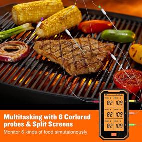 img 2 attached to 🔥 Chugod Bluetooth Meat Thermometer: Rechargeable Digital BBQ Thermometer with 6 Probes, Wireless Smart App Control up to 300 FT Range, Timer/Alarm for Grilling, Smoking, and Oven Cooking