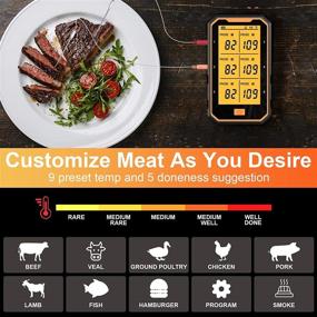 img 1 attached to 🔥 Chugod Bluetooth Meat Thermometer: Rechargeable Digital BBQ Thermometer with 6 Probes, Wireless Smart App Control up to 300 FT Range, Timer/Alarm for Grilling, Smoking, and Oven Cooking