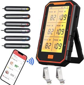 img 4 attached to 🔥 Chugod Bluetooth Meat Thermometer: Rechargeable Digital BBQ Thermometer with 6 Probes, Wireless Smart App Control up to 300 FT Range, Timer/Alarm for Grilling, Smoking, and Oven Cooking