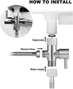 img 1 attached to 🚽 High-Quality Brass T-Adapter for Bidet: 7/8 1/2 T-Valve Adapter with Shut Off Valve, 3-Way Connector, Chrome Finish, 2 Rubber Mat - Perfect Hand Held Bidet Attachment for Toilet