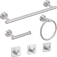 favor move 6-piece bathroom hardware set, brushed nickel towel bar, stainless steel towel rack, wall-mounted bathroom accessories set, 16-inch hand towel rod, toilet paper holders, towel ring, and 3 towel hooks logo