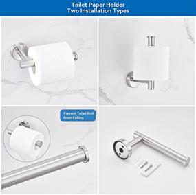 img 1 attached to FAVOR MOVE 6-Piece Bathroom Hardware Set, Brushed Nickel Towel Bar, Stainless Steel Towel Rack, Wall-Mounted Bathroom Accessories Set, 16-inch Hand Towel Rod, Toilet Paper Holders, Towel Ring, and 3 Towel Hooks