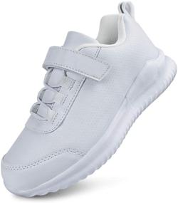 img 4 attached to Brooman Kids White School Sneakers: Stylish Black Uniform Shoes