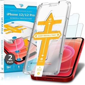 img 4 attached to 📱 Premium Tempered Glass Screen Protector for iPhone 12/iPhone 12 Pro - Power Theory [2-Pack] with Easy Install Kit