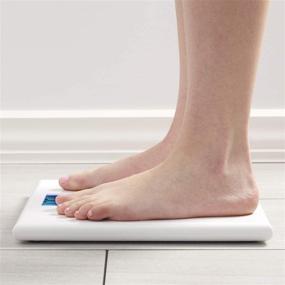 img 2 attached to InstaTrack High-Gloss Sleek White Digital Bathroom Scale: Accurate Measurement of up to 440 Pounds with Extra Large Blue Backlight Display