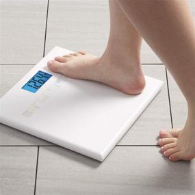 img 3 attached to InstaTrack High-Gloss Sleek White Digital Bathroom Scale: Accurate Measurement of up to 440 Pounds with Extra Large Blue Backlight Display