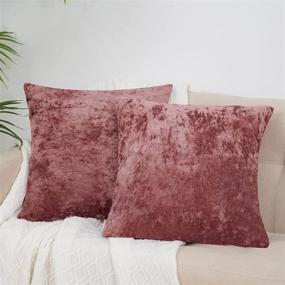 img 4 attached to 🛋️ PHF Velvet Euro Sham 2 Pack: Color Gradient Luxury Decorative Pillow Covers, Rust Red/Burgundy, Super Soft Cozy European Pillow Covers for Bed Couch Sofa