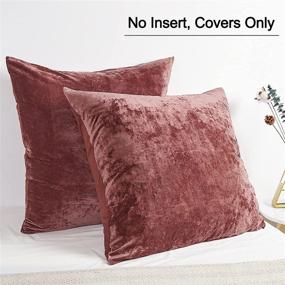 img 2 attached to 🛋️ PHF Velvet Euro Sham 2 Pack: Color Gradient Luxury Decorative Pillow Covers, Rust Red/Burgundy, Super Soft Cozy European Pillow Covers for Bed Couch Sofa