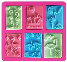 img 4 attached to 🦩 Flamingo Silicone Molds - 6 Hole Hawaiian Theme Craft Art Soap Mold - Sunshine Animals Plants Rectangle Craft Molds - DIY Handmade Soap Making Supplies by YSCEN