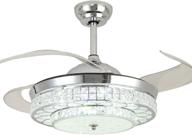 🌀 silent 42 inch crystal retractable ceiling fan with lights and remote control - hidden fandelier chandelier in silver finish, 3-color lighting логотип