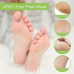 img 3 attached to 👣 2-Pack Foot Peel Mask - UPKY Peach Scented Foot Mask with 100% Natural Plant Extract for Gentle and Effective Cracked Heels Repair, Exfoliation, Peeling, Dead Skin, and Callus Removal - Achieve Baby Soft, Smooth, Silky Feet