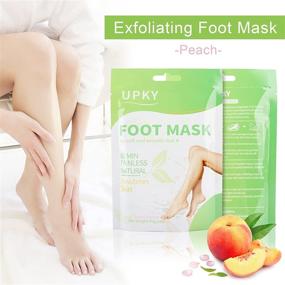 img 2 attached to 👣 2-Pack Foot Peel Mask - UPKY Peach Scented Foot Mask with 100% Natural Plant Extract for Gentle and Effective Cracked Heels Repair, Exfoliation, Peeling, Dead Skin, and Callus Removal - Achieve Baby Soft, Smooth, Silky Feet