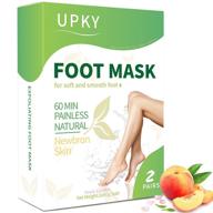 👣 2-pack foot peel mask - upky peach scented foot mask with 100% natural plant extract for gentle and effective cracked heels repair, exfoliation, peeling, dead skin, and callus removal - achieve baby soft, smooth, silky feet logo